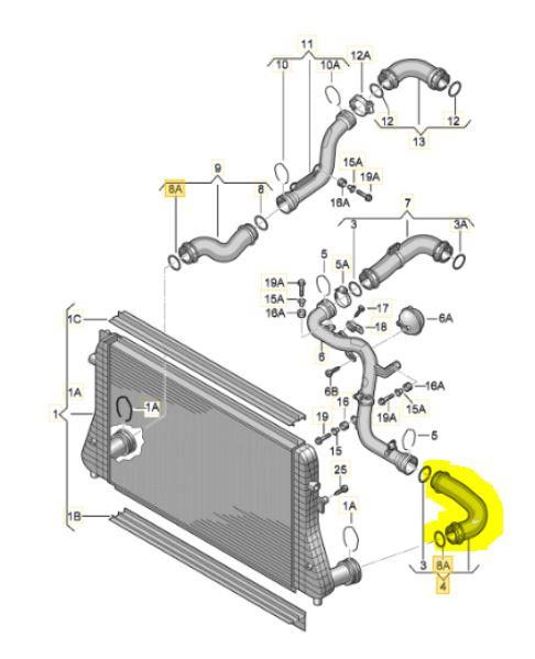 Replacement Charge Air Hose / Intercooler Boost Hose for VAG Mk5 / Mk6 TFSI Replacement Charge Air Hose / Intercooler Boost Hose for VAG Mk5 / Mk6 TFSI