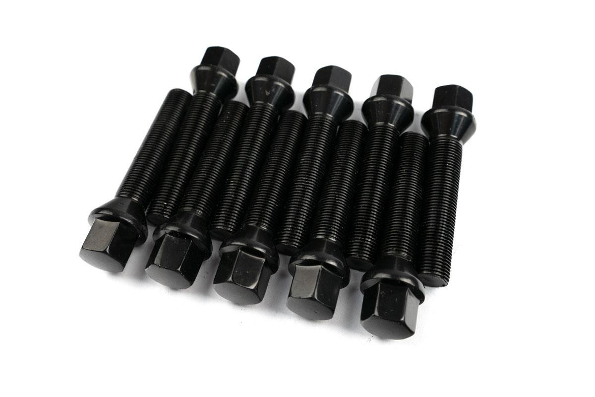 10x M14 x 1.25 Black 60 Degree Tapered 17mm Hex Wheel Bolt (60mm Thread Length) (Suitable for 30mm Spacers)