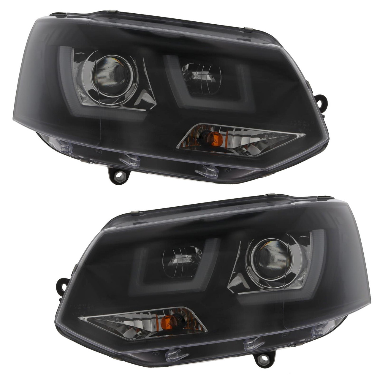 VW Transporter 2015-2020 T5.1 Upgraded Front Headlight Set - Black