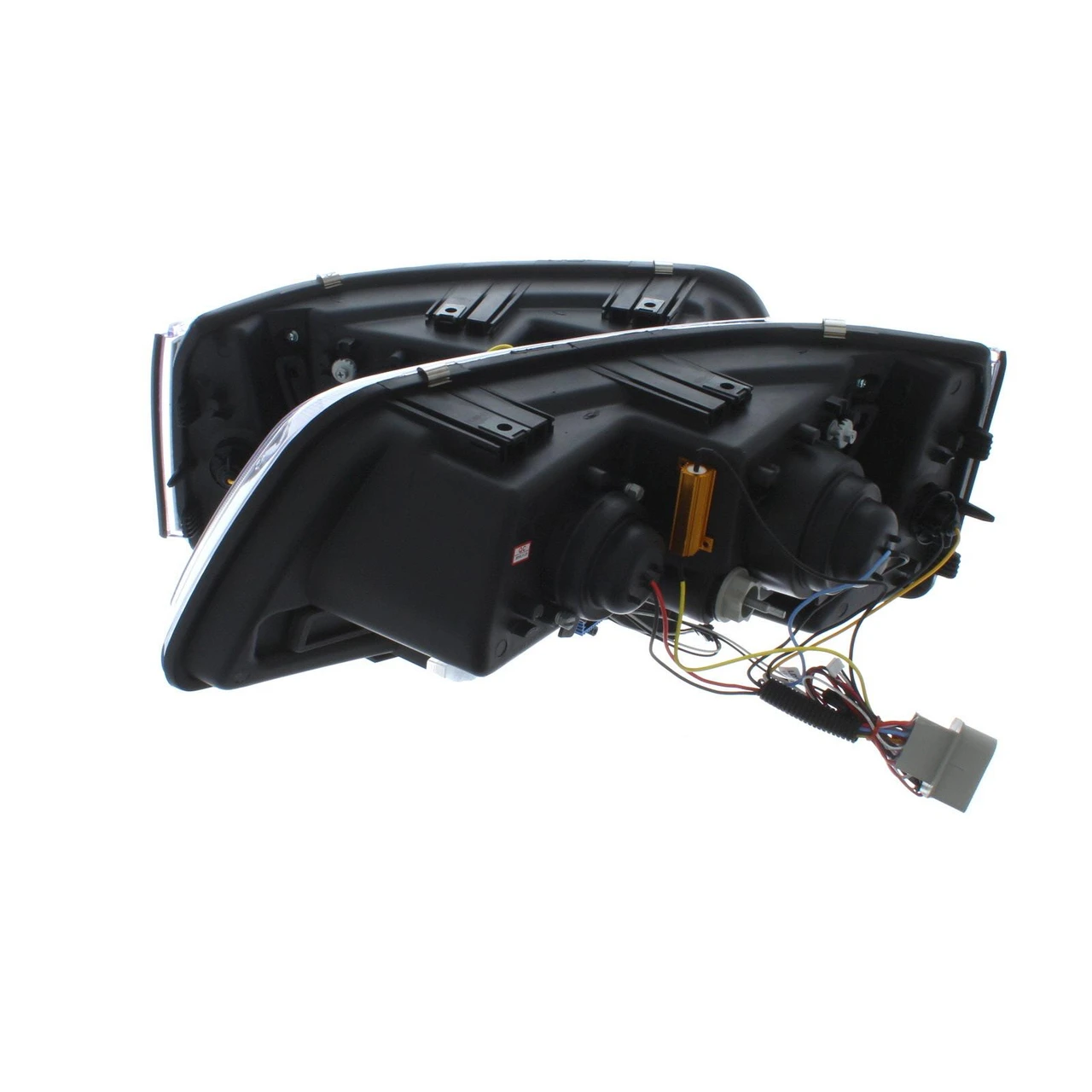 VW Transporter 2003-2009 T5 Upgraded Black Inner LED DRL Headlight Set - With LED Indicators