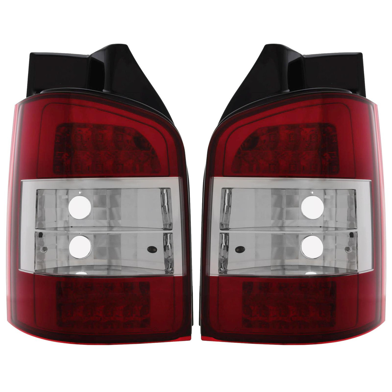 VW Transporter  2003-2009 T5 Replacement Red/Clear LED Rear Lights for Models with Rear Tailgate Door