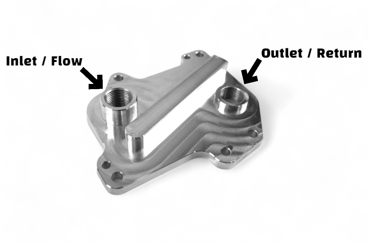 External Oil Cooler Take Off Plate for MK7 Platform 2.0 TDI Engines External Oil Cooler Take Off Plate for MK7 Platform 2.0 TDI Engines