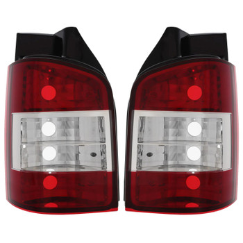 VW Transporter 2003-2009 T5  Stock Red/Clear NON-LED Rear Lights for Models with Tailgate Rear Door