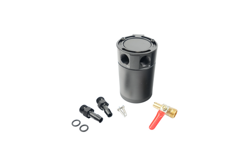 Universal Compact Baffled 2-Port Oil Catch Can Tank Air-Oil Separator Black
