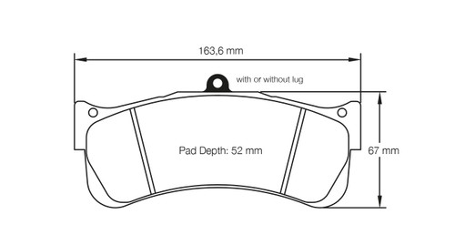 Pagid S2488 RSL 2E Brake Pads for Alcon CAR9549 D52 / Brembo 07.7293. 6 piston [type 164 or B24 family] Caliper - S2488L2E001