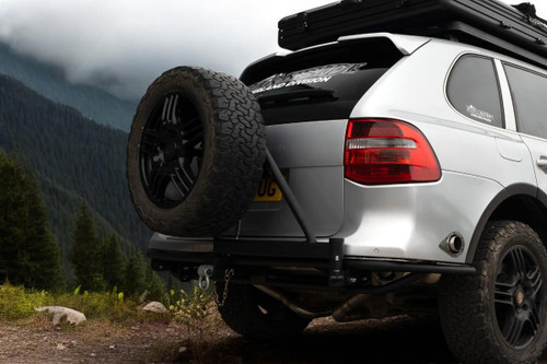 Porsche Cayenne 957 Darkside Overland Rear Tubular Bumper with Optional Swing Out Wheel Carrier Porsche Cayenne 957 Darkside Overland Rear Tubular Bumper with Optional Swing Out Wheel Carrier