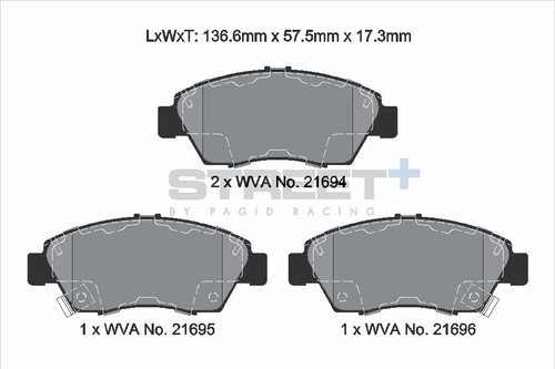 Pagid Racing Street+ Acura / Honda Front Brake Pad Set - T8006SP2001