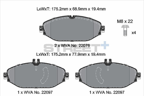 Pagid Racing Street+ Mercedes C / E-Class Front Brake Pad Set - T8010SP2001