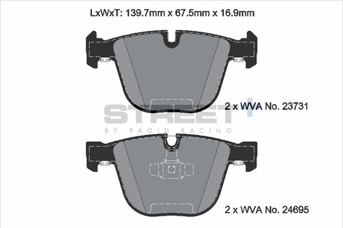Pagid Racing Street+ BMW F07 5 / F01, F02, F03, F04 7 Series Rear Complete Brake Pad Set - T8043SP2001