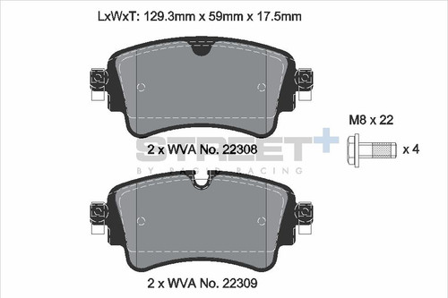 Pagid Racing Street+ Audi B9 & C9 Platform Rear Brake Pad Set - T8260SP2001 Pagid Racing Street+ Audi B9 & C9 Platform Rear Brake Pad Set - T8260SP2001