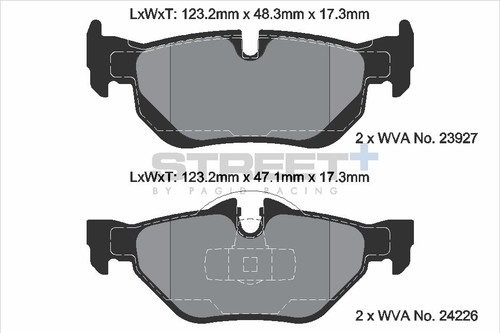 Pagid Racing Street+ BMW E8X 1 / E9X 3 Series Rear Brake Pad Set - T8051SP2001