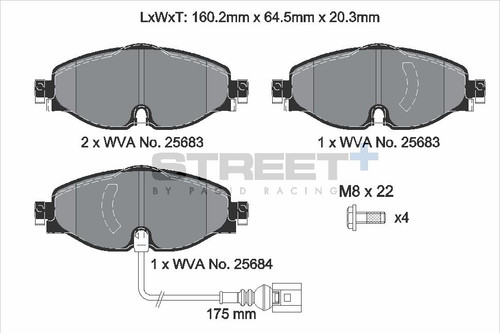 Pagid Racing Street+ VAG Mk7 Platform Front Brake Pad Set - T8122SP2001
