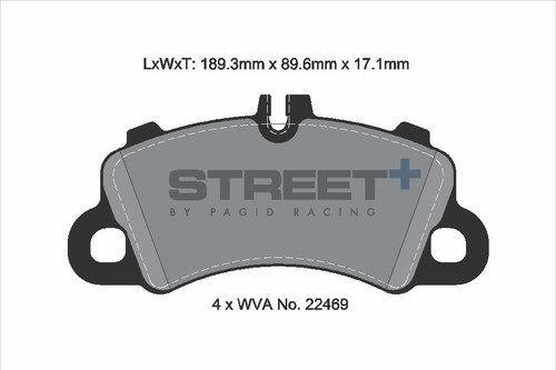 Pagid Racing Street+ Porsche Cayenne 9YA Front Brake Pad Set - T8271SP2001 Pagid Racing Street+ Porsche Cayenne 9YA Front Brake Pad Set - T8271SP2001