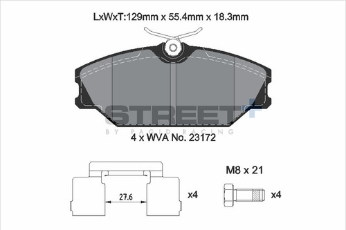 Pagid Racing Street+ Renault Clio Mk2 Front Brake Pad Set - T8165SP2001