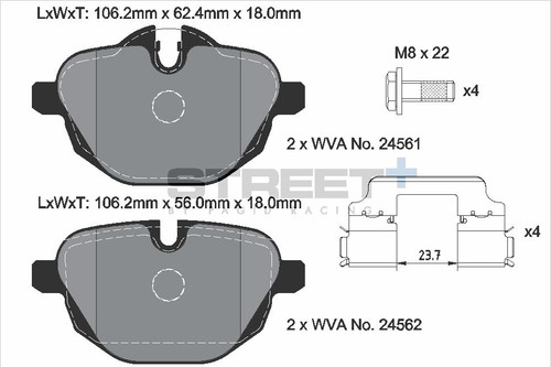 Pagid Racing Street+ BMW 5 / 6 / 7 F & G Series Rear Brake Pad Set - T8079SP2001
