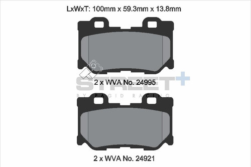 Pagid Racing Street+ Infinti / Nissan 370Z Rear Brake Pad Set - T8100SP2001 Pagid Racing Street+ Infinti / Nissan 370Z Rear Brake Pad Set - T8100SP2001
