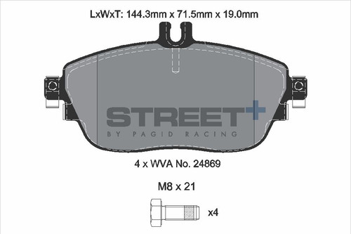 Pagid Racing Street+ Mercedes A-Class / B-Class / CLA / GLA Front Brake Pad Set - T8215SP2001