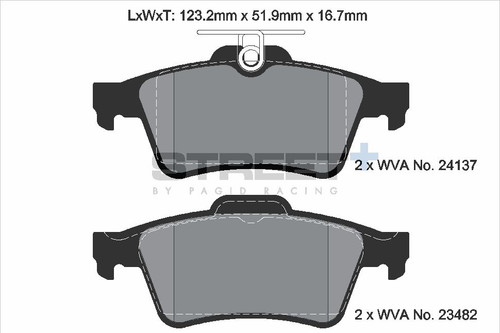 Pagid Racing Street+ Rear Brake Pad Set - T8057SP2001 Pagid Racing Street+ Rear Brake Pad Set - T8057SP2001