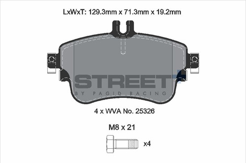 Pagid Racing Street+ Mercedes A-Class / B-Class / CLA Front Brake Pad Set - T8216SP2001