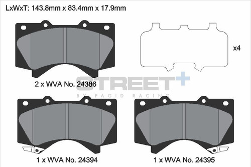 Pagid Racing Street+ Lexus LX / Toyota Land Cruiser Front Brake Pad Set - T8070SP2001