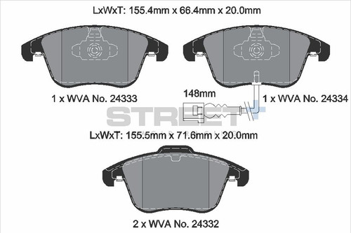 Pagid Racing Street+ VAG Q3 / Tiguan / Passat Front Brake Pad Set - T8219SP2001