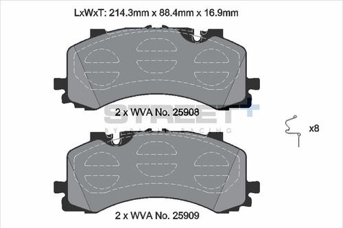 Pagid Racing Street+ Audi A6 C8 Platform Front Brake Pad Set - T8262SP2001