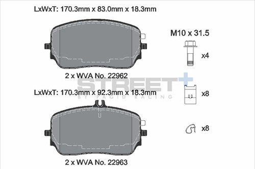 Pagid Racing Street+ Mercedes GLE AMG 53 EQ Front Brake Pad Set - T8288SP2001
