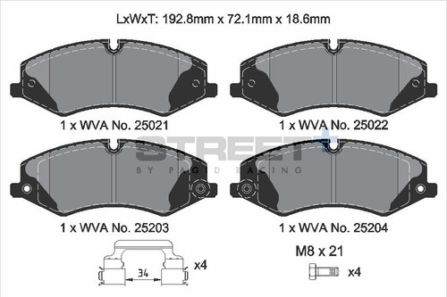 Pagid Racing Street+ Land Rover Defender / Discovery / Range Rover Front Brake Pad Set - T8103SP2001