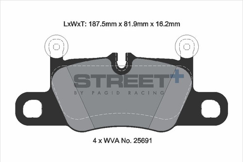 Pagid Racing Street+ Porsche 911 (991) Rear Brake Pad Set - T8275SP2001