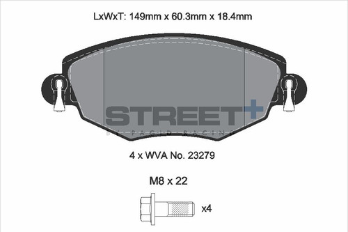 Pagid Racing Street+ Ford Mondeo Mk3 Front Brake Pad Set - T8167SP2001