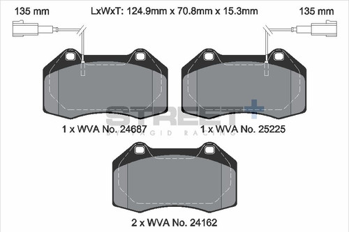 Pagid Racing Street+ Abarth 595 / Punto Evo Front Brake Pad Set - T8190SP2001