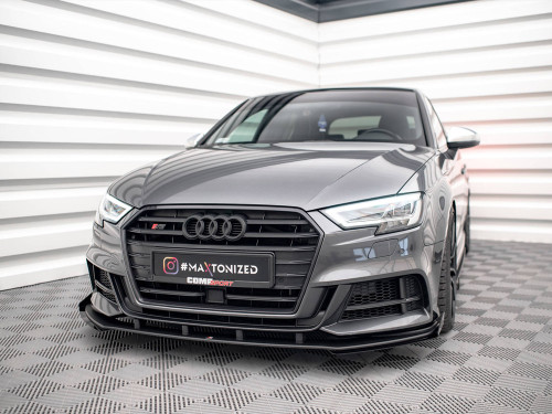 Maxton Street PRO Front Splitter V.1 + Flaps Audi S3 / A3 S-Line Sportback 8V Facelift