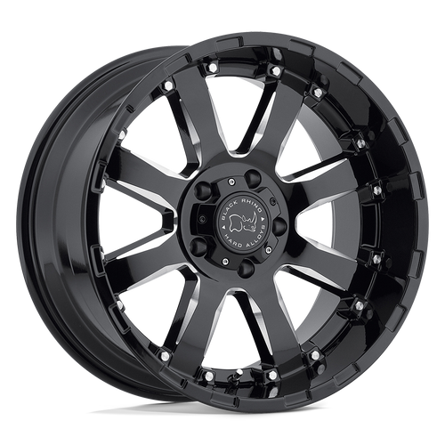 Black Rhino SIERRA GLOSS BLACK W/ MILLED SPOKES Alloy Wheel - 22X10 - 8X180 - CB: 125.1 - ET12