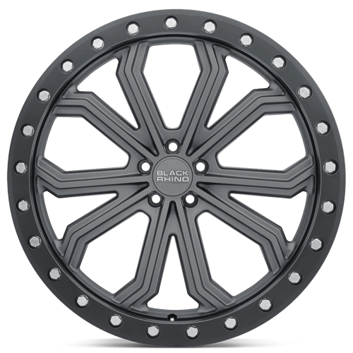 Black Rhino TRABUCO MATTE GUNMETAL W/ BLACK RING & SILVER BOLTS Alloy Wheel - 22X10 - 5X112 - CB: 66.56 - ET40