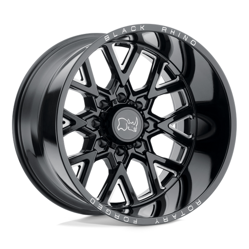 Black Rhino GRIMLOCK GLOSS BLACK & MILLED Alloy Wheel - 22X14 - 8X170 - CB: 125.1 - ET-76