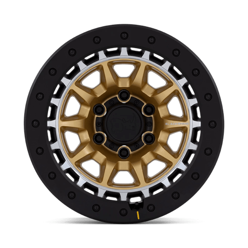 Black Rhino TUSK MATTE GOLD MACHINED RING W/ BLACK ROCK GUARD Alloy Wheel - 17X8.5 - 6X114.3 - CB: 66.06 - ET0