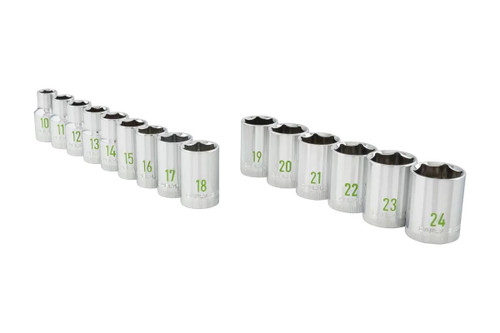 Carlyle 1/2" Drive 6 Point Standard Depth Chrome Socket Set (10mm-24mm)