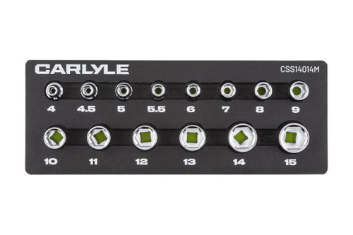 Carlyle 14pc 1/4" Drive 6 Point Standard Depth Chrome Socket Set (4mm-15mm)