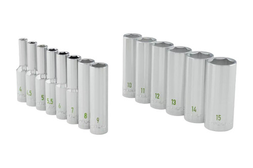 Carlyle 14pc 1/4" Drive 6 Point Deep Chrome Socket Set (4mm-15mm)