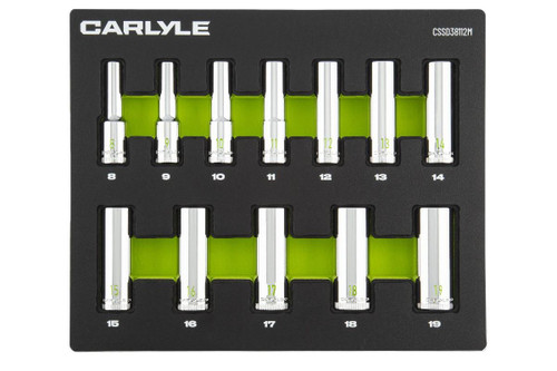Carlyle 12pc 3/8" Drive Deep Chrome Socket Set (8mm-19mm) Carlyle 12pc 3/8" Drive Deep Chrome Socket Set (8mm-19mm)