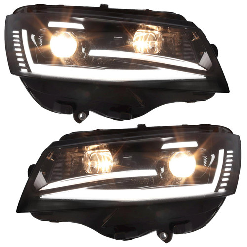 VW Transporter T6.1 LED Headlight Upgrade with DRLs and Dynamic Side Indicator - Black