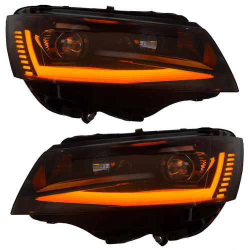VW Transporter T6.1 LED Headlight Upgrade with DRLs and Dynamic Side Indicator - Black VW Transporter T6.1 LED Headlight Upgrade with DRLs and Dynamic Side Indicator - Black