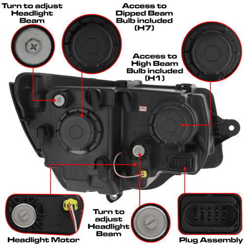 VW Transporter T6.1 LED Headlight Upgrade with DRLs and Dynamic Side Indicator - Black VW Transporter T6.1 LED Headlight Upgrade with DRLs and Dynamic Side Indicator - Black