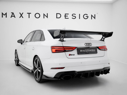 Maxton Carbon Spoiler With External Brackets Uprights Audi A3 / A3 S-Line / S3 / RS3 Sedan 8V / 8V Facelift