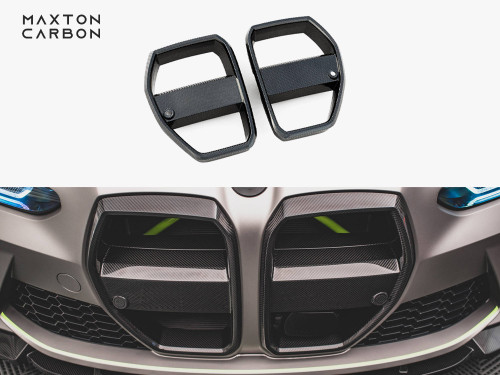 Maxton Carbon Fiber Front Grill + License Plate Holder Base BMW M3 G80 / G81 - WITHOUT ACC