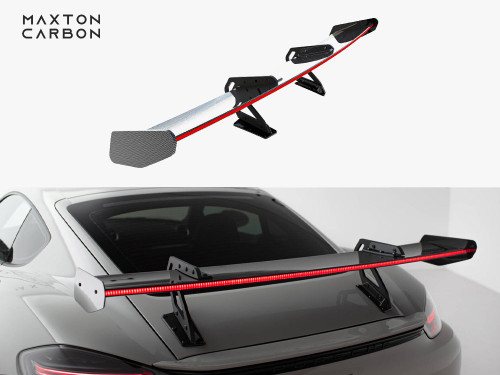 Maxton Carbon Spoiler With Upper Swan Mounting V.1 + LED Porsche 718 Cayman GTS 982c