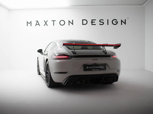 Maxton Carbon Spoiler With Upper Swan Mounting V.1 + LED Porsche 718 Cayman GTS 982c