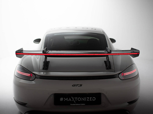 Maxton Carbon Spoiler With Upper Swan Mounting V.1 + LED Porsche 718 Cayman GTS 982c Maxton Carbon Spoiler With Upper Swan Mounting V.1 + LED Porsche 718 Cayman GTS 982c