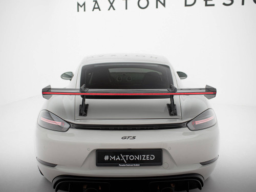 Maxton Carbon Spoiler With Upper Swan Mounting V.1 + LED Porsche 718 Cayman GTS 982c Maxton Carbon Spoiler With Upper Swan Mounting V.1 + LED Porsche 718 Cayman GTS 982c