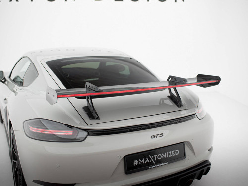 Maxton Carbon Spoiler With Upper Swan Mounting V.1 + LED Porsche 718 Cayman GTS 982c Maxton Carbon Spoiler With Upper Swan Mounting V.1 + LED Porsche 718 Cayman GTS 982c